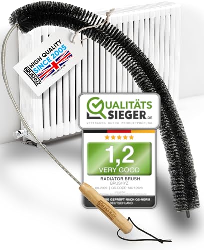 BRUSHYZ Radiator Brush 117cm I Flexible Scratch-Free Radiator Cleaner Brush for Saving Heating Cost I Long Thin Cleaning Duster I Fits 99% of Gridded & Non-Gridded Heater Dryer Lint & Washing Machine