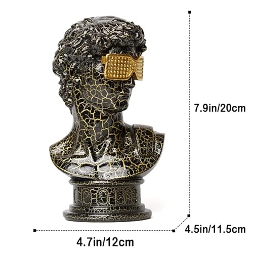 Livelyfish 7.9" Creativity Statue Of David, Greek Art Michelangelo David Head Statue Roman Man Bust Sculpture Handmade Resin Ornament For Home Office Tabletop Decor, Gifts #TOP5