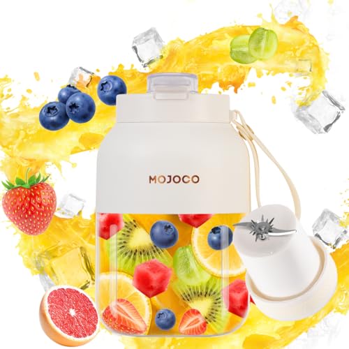 Mojoco Portable Smoothie Blender - 24oz Personal Blenders for Shakes and Smoothies - Cordless/Rechargeable Juice Blender with Stainless Steel Blade for Office, Gym, Camping, Travel