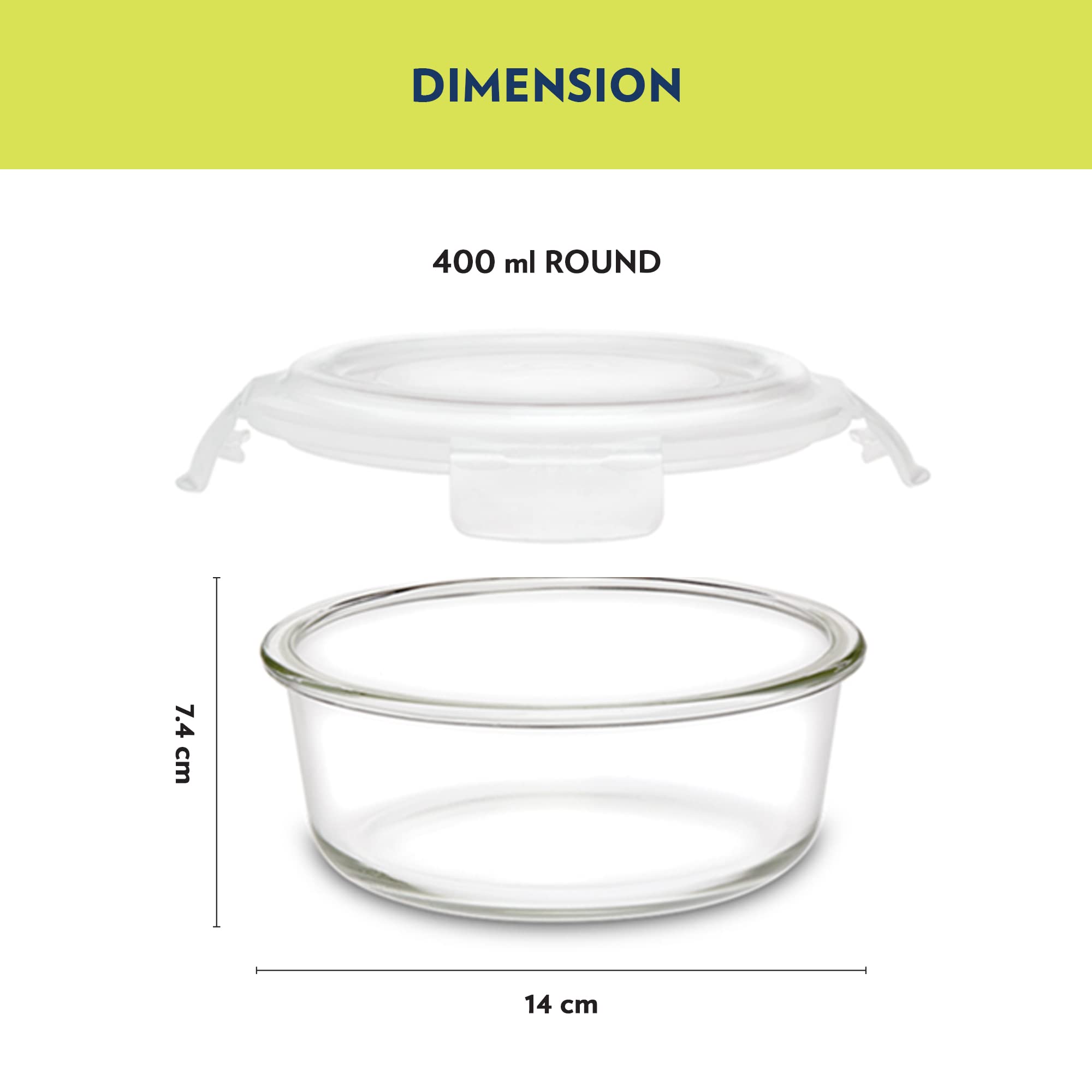 Borosil Elite Lunchbox with Bag | Set of 3 (400 ml Each) | Borosilicate Glass, Round, Vertical | Microwave & Dishwasher Safe, Leak Proof | Tiffin for Office, School, College | Blue - Image 2 thumbnail