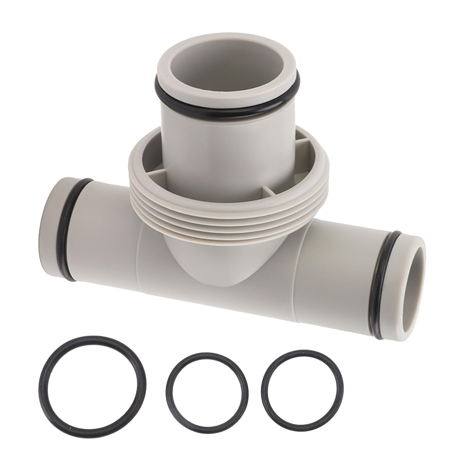 Tissting Pool Hose T Connector, 1.25in to 1.5in 3 Way Swimming Pool Hose Adapter with Washers, Leakproof T Piece for Above Ground Pool Circulation