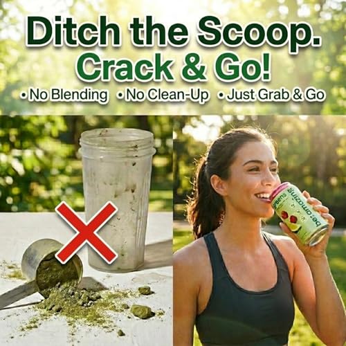 Image of Be Amazing Greens Drink, Raspberry Lime, Vitamin Drinks With 10 Organic Fruits and Vegetables, Coconut Water, Vitamin C, and Prebiotic Fiber, 25 Calories, Low Sugar, Vegan and Gluten Free, 8 Pack