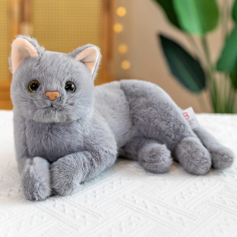 XIGUI 12 inches Stuffed Animal Cat，Children's Plush Stuffed Animal Toy (Grey)
