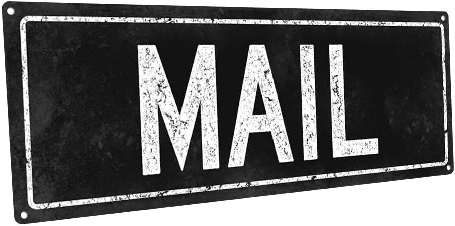 Homebody Accents Black Mail 6"x16" Metal Sign, Outdoor