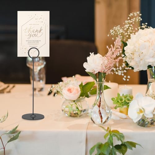 Urban Deco 16 Pieces Table Card Holder 8 inches Table Number Holders Place Steel Card Holders for Photos, Food Signs, Memo Notes, Weddings, Restaurants, Birthdays (Black) - Thumbnail 5