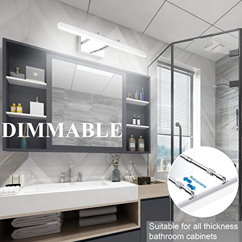 Image of Aipsun 24 inch Dimmable LED Vanity Lights Adjustable Bathroom Light Fixtures Over Mirror Chrome Modern Vanity Lighting(White Light)