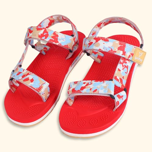 Image of YOHO EVA Sandals for Women | EVA sole | Comfortable cushioned sole with TPR base | Lightweight | Soft skin friendly straps | Adjustable straps | Velcro closure | Vibrant colour options