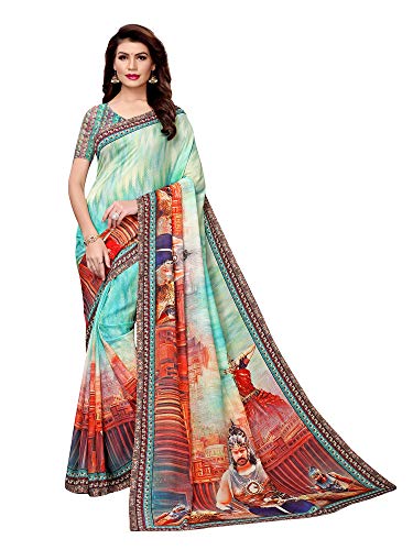 Image of AKHILAM Women's Bahubali Digital Printed Art Silk Saree with Blouse Piece (BHBLI Parent)