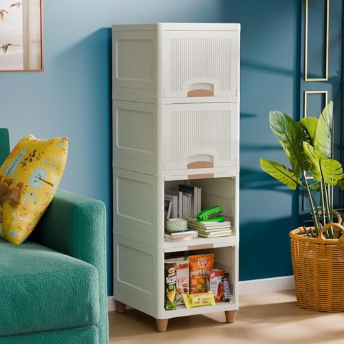 Image of Plastic Wardrobe for Clothes : Versatile Plastic Cupboard for Storage Organizer & Organisers Storage for for Neat and Storage Solutions for Clothes Collapsible Wardrobe (4 Layer)