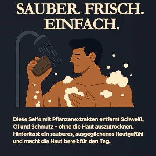 APPTI Natürliche Männer Seife - Palmölfrei, Vegan & Sensitive Haut,Feste Duschseife für Körper/Gesicht/Haare, Organisch mit Sandelholz (100g) – Bild 6