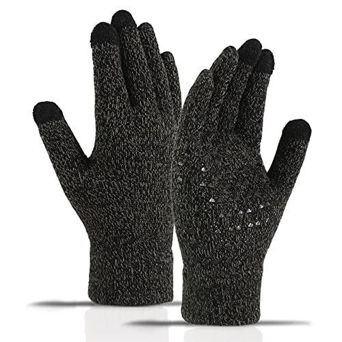 Gants d'hiver chauds en tricot antidérapant pour écran tactile, pour course à pied, cyclisme, conduite, randonnée, plein air, pour homme et femme (gris) Cover