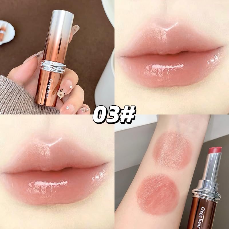 Image of Gege Bear Aqua Essence Lipstick | Smooth Glide | Long-Lasting | Moisturising & Glossy Wear | Full Lip Coverage | High Shine Finish | Gives Fuller-Lip Effect & Extra Hydration| Cruelty-Free (03#Rose Beige, 3.3g)