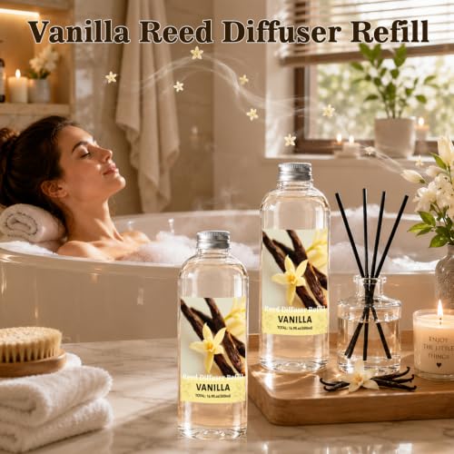 Image of STRN Vanilla Reed Diffuser Refill 1000ml with Stick Summer Scent for Home