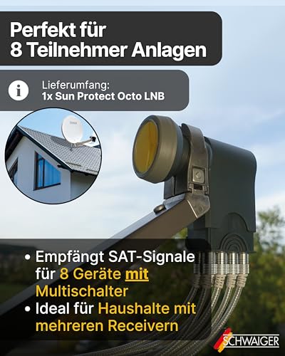 SCHWAIGER Octo LNB digital Sun Protect I Low Noise Blockconverter für 8 Teilnehmer I ohne...