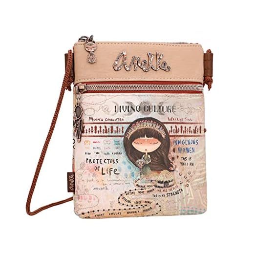 Anekke - Bandolera de Mujer Pequeña - Bandolera de Polipiel para Mujer con Correa Ajustable y Cierres de Cremallera Menire - Accesorios y Complementos Mujer - 12 x 18 x 3 cm
