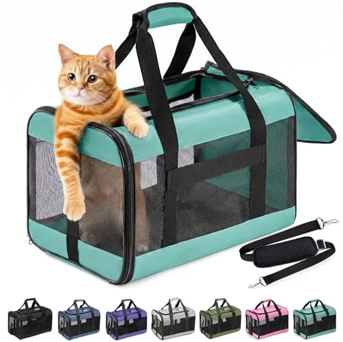 Conlun Katzentragetasche, von Fluggesellschaften zugelassen, weiche Hundetragetasche mit innerer Sicherheitsleine, Haustier-Transporttrage für kleine und mittelgroße Katzen, Welpen bis zu 6,8 kg