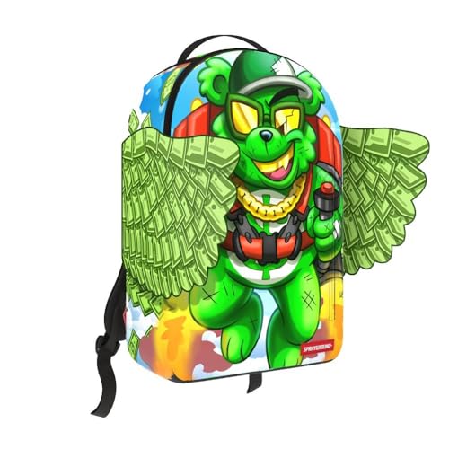Sprayground Money Bear Wings DLX Backpack, Multicolor, Unisex, 100% Recycled Polyester, Multiple Storage Compartments