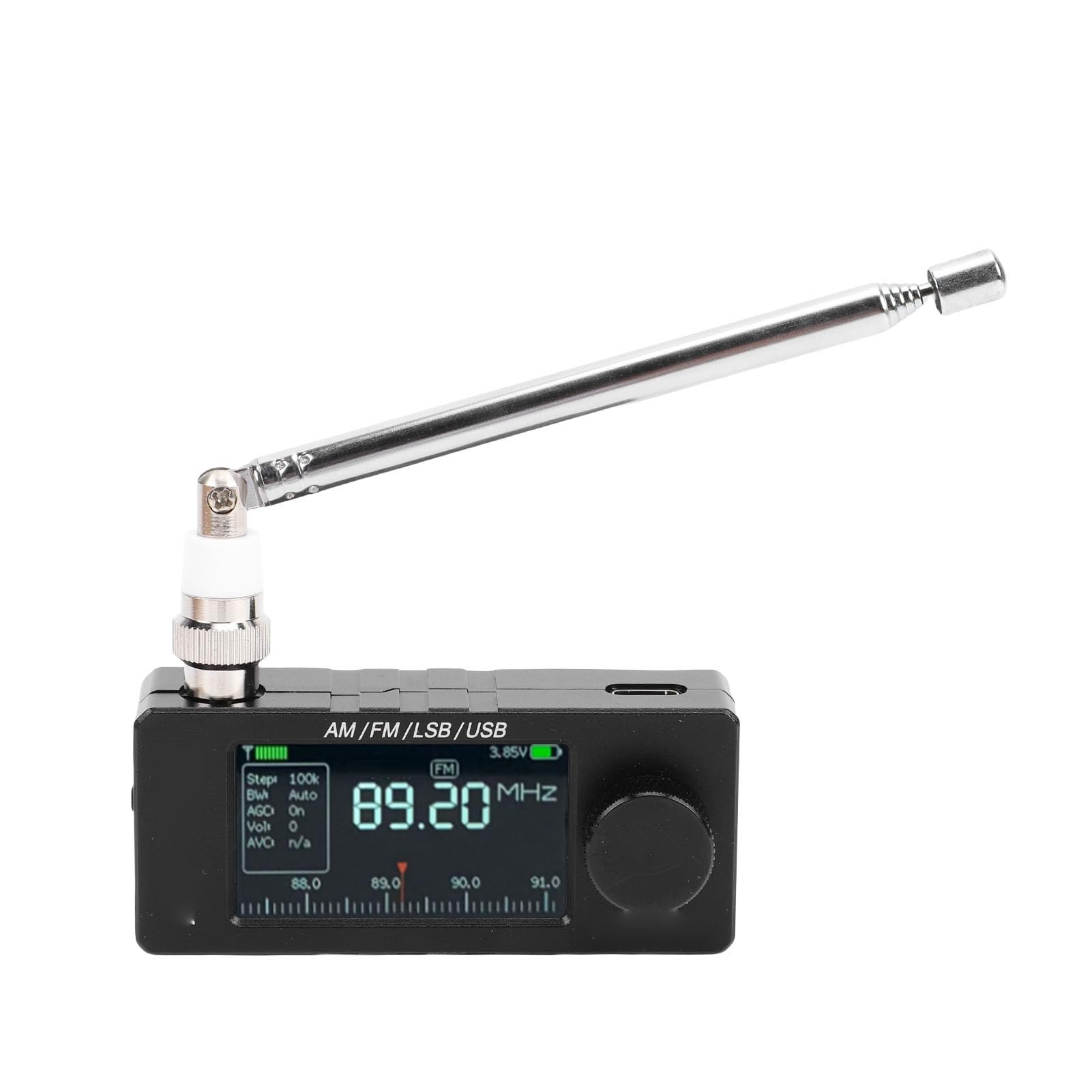 Mini Portable Radio, Full Band Receiver for FM AM LSB USB, with 1.9 Inch Color Screen, Built in Speaker and Headphone Amplifier