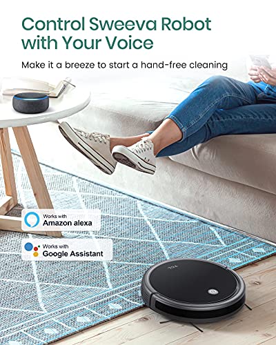 Image of TCL Sweeva 2000 Robot Vacuum Cleaner Ultra Slim 2.76inch, 2000Pa Suction for Pet Hair, Hard Floor & Medium-Pile Carpets, 150mins Runtime, Washable Filter, WiFi & Alexa /Google Enabled