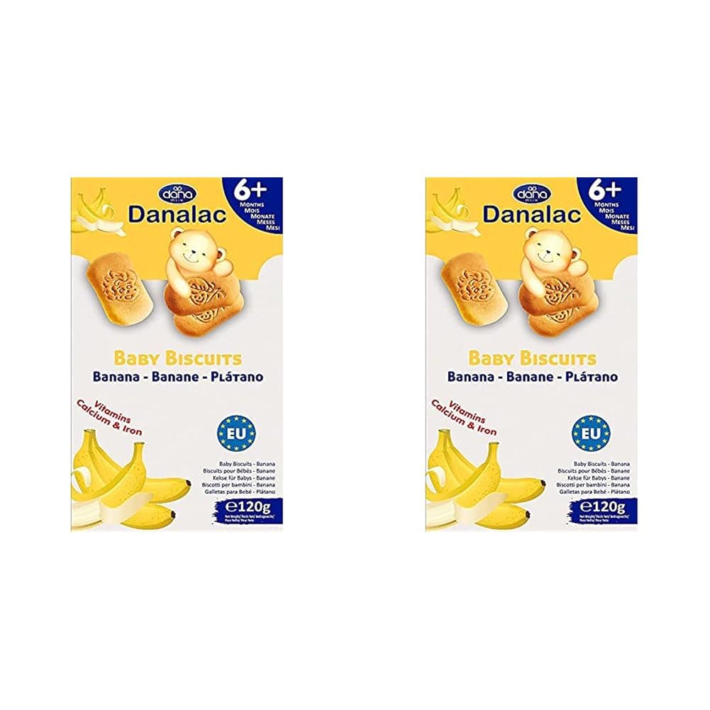 Danalac, Banana Baby Biscuits Pack of Finger Food Snack for Toddlers 6+ Months with Calcium Iron and Vitamins, 120 g — view 4