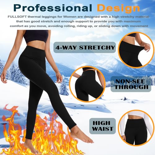 FULLSOFT Thick Fleece Lined Leggings for Women – High Waisted Winter Thermal Warm Yoga Pants Workout Tummy Control Leggings4