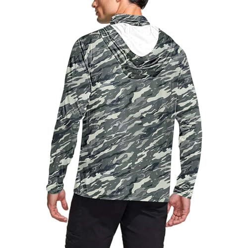 Fishing Shirts for Men Casual Hooded UPF 50+ Long Sleeve Rash Guard Sun Shirts UV SPF Hiking Cooling Hoodie with Mask2