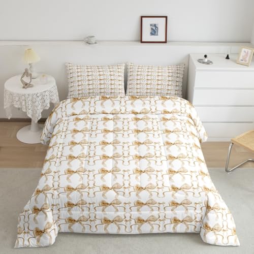 Kawaii Bowknot Kids Toddler Comforter Sets,Cute Bowknot for Girls Teens Boys Bedding Set,Cartoon Princess Style 2 PCS,Watercolor Butterfly Knot Duvet Insert,1 Pillow Case