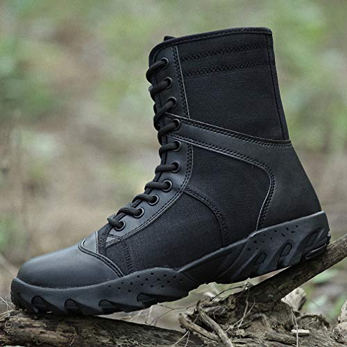 Tebapi Mens Backpacking Boots New Black Combat Boots Military Boots Men Outdoor Shoes Infantry Tactical Boots Army Bots Army Boots Canvas Vamp 8.5 #TOP1