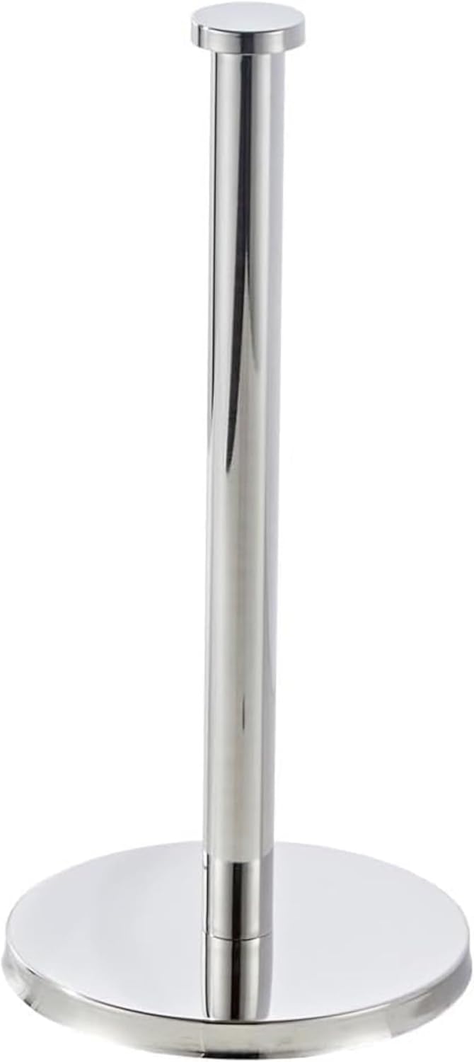 Paper Towel Holder, NSCMQSL Brushed Silver Kitchen Towel Holder, Steady Countertop Paper Towel Holder with Weighted Base for Kitchen Roll Holder(Silver)