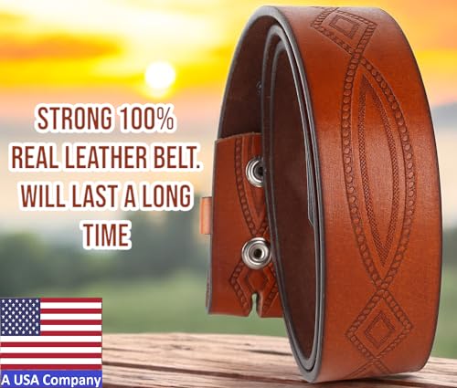 Image of F&L CLASSIC Western Belt without buckle for men - Full Grain Leather Cowboy Belts for jeans - One Piece Leather strap belt