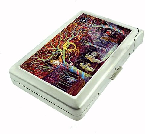 Metal Cigarette Case with Built in Lighter Vintage Circus Design 015