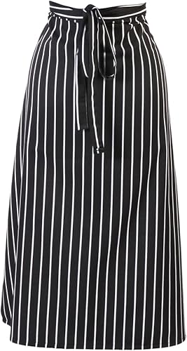 Mercer Culinary M61130BCS Genesis Bistro Delantal, rayas de tiza blanca y negra