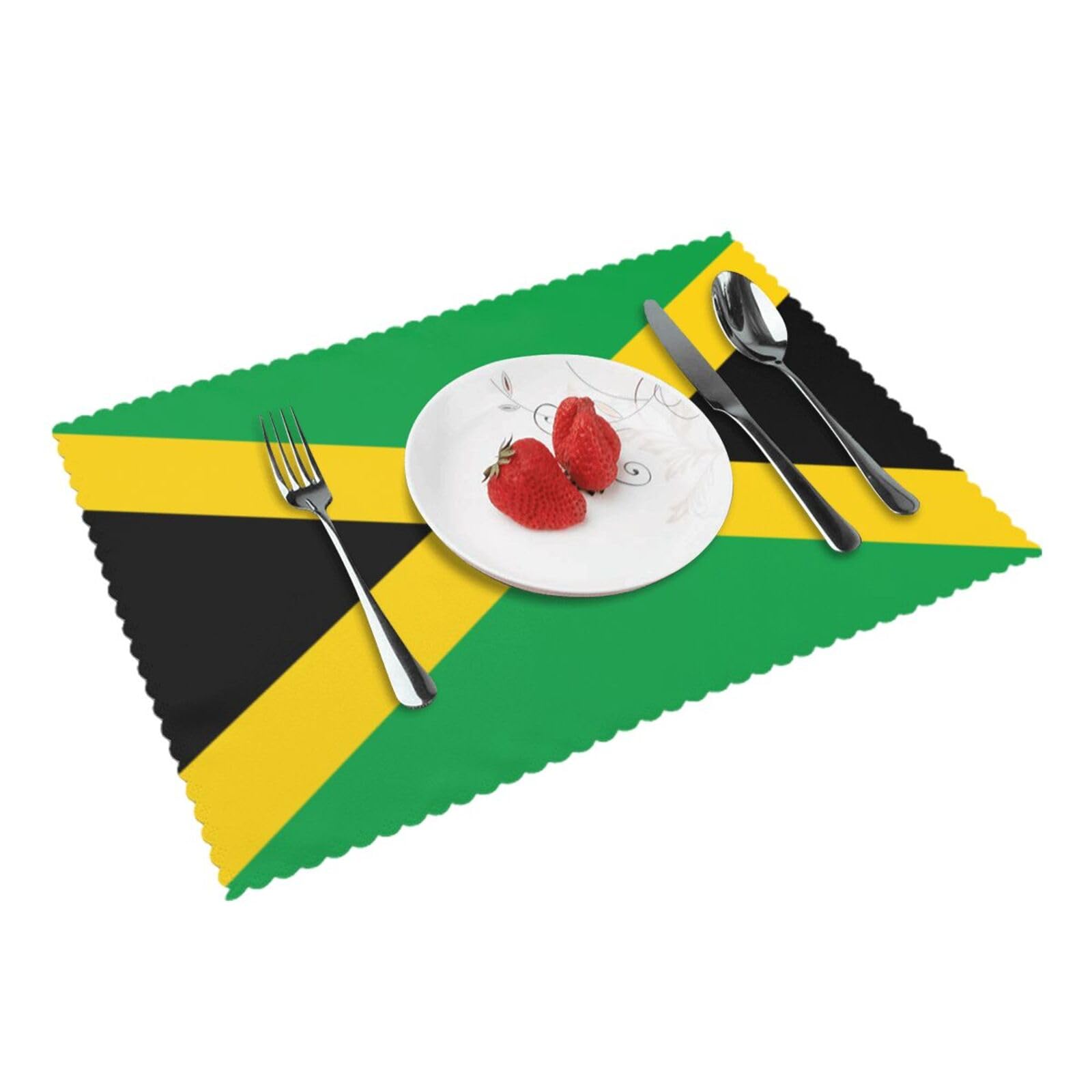 jamaica flag Printed Placemats Set of 4 PCS Washable Placemat for Kitchen Table Heat-resistant Table Mats 45x30 CM