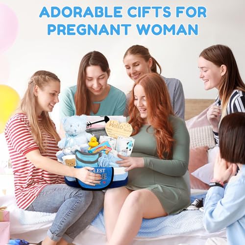 Image of iAOVUEBY Baby Gift Set for Newborn, New Baby Boy Gift Basket, Newborn Essentials Hat Onesie Bear Toys Keepsake Blanket Infant Diaper Changing Pad Bibs, Baby Shower Gifts for Boys