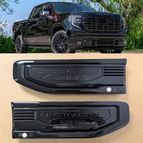 Image of 2pack OEM 2019-2026 Ultimate Duramax Vent Emblem 3.0L Diesel Truck Turbo Right Left 3D Nameplate Badge Replacement for Sierra 1500 85158224 85158223 (Gloss Black)