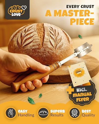 Image of CRUSTLOVE 2pcs Set Bread Lame with 5 Blades - Sourdough Scoring Tool Set with Straight & Curved Scoring Knife for Sourdough and Bread Baking, Dough Scorer, Bread Scoring Tool, Bread Baking Supplies