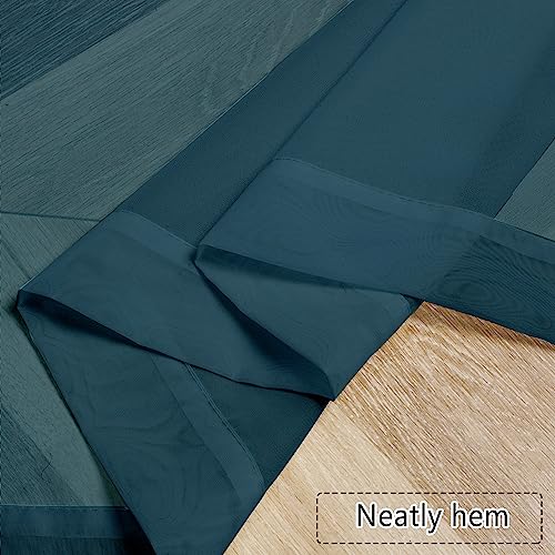 Image of Chyhomenyc Stone Blue Sheer Valances for Windows 2 Pack, 42Wx14L Inches Small Valance for Living Room Bathroom Cafe Laundry Basement, Elegant Haze Blue Voile Valance