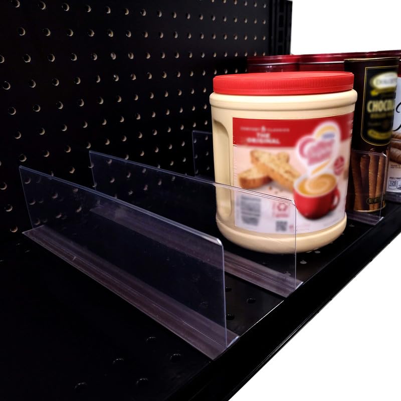STORE FIXTURES DIRECT Gondola Magnetic Shelf Divider, T Shaped Clear Product Separator & Organizer for Metal Shelving, 3" H x 14" D, 50 Pack