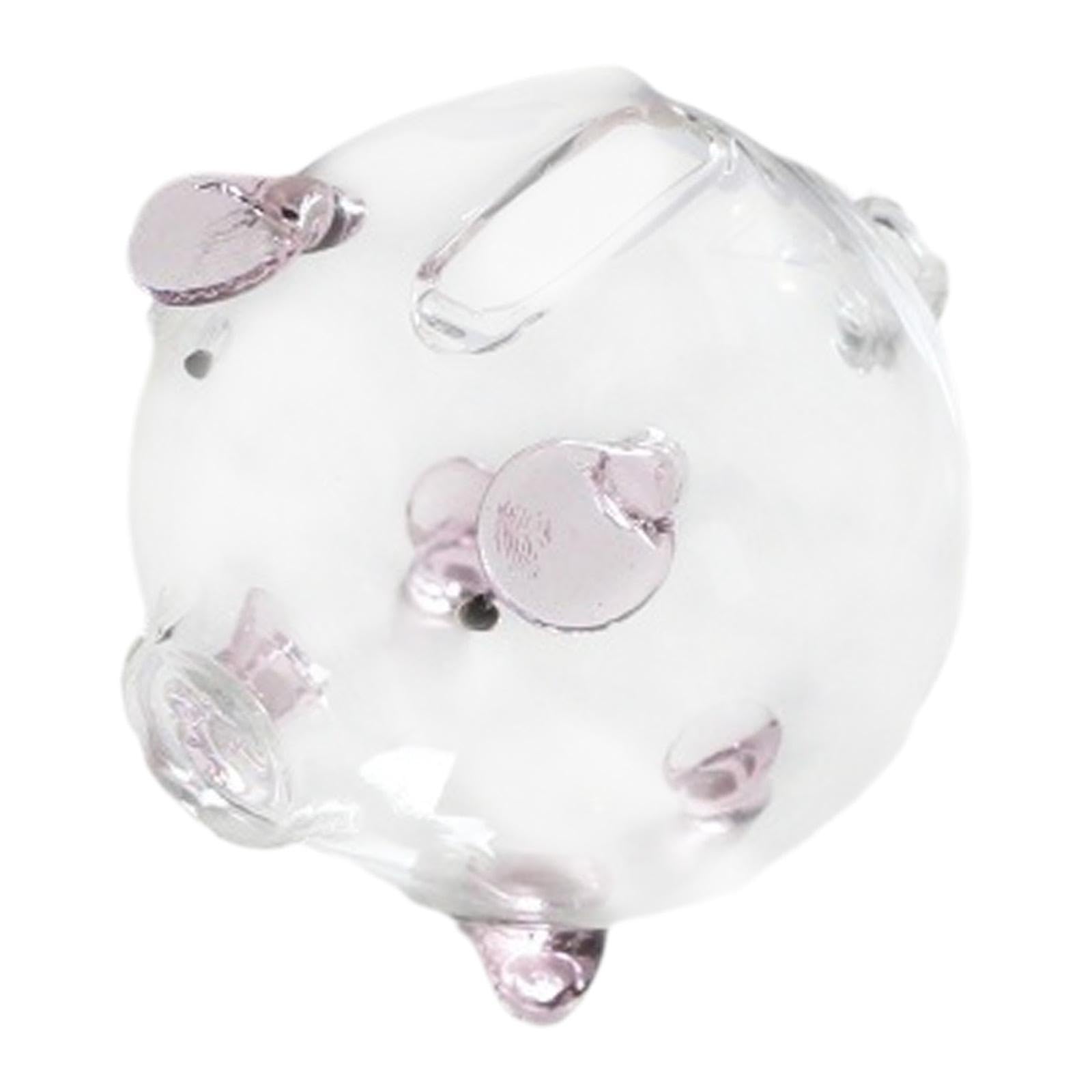 Clear Glass Pig Piggy Bank Money Saving Box Gift Storage Pot Money Bank Saving Jar for Boy Christmas Kids New Year, Pink 9x8cm