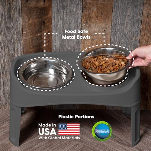 Iris 589180 Usa Elevated Dog Bowls, Adjustable Height, 2 Thick 64 Oz Stainless Steel Bowls, Spill-Proof With Raised Outer Rim thumb #1