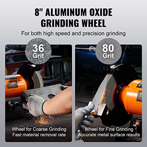 Vevor Bench Grinder, 8 Inch Variable Speed Bench Grinder With 5.0A Brushless Motor 1800-3795 Rpm, Table Grinder With Cast-Aluminum Tool Rest For Heavy Duty Sharpening Grinding Application #TOP2