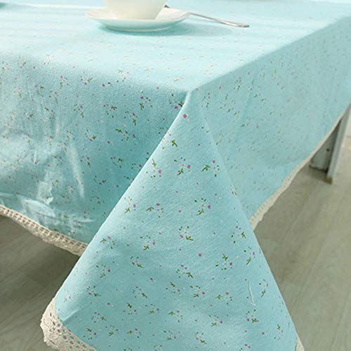 Nappe coton lin bleu moderne 140x140 cm couverture décorative à fleurs