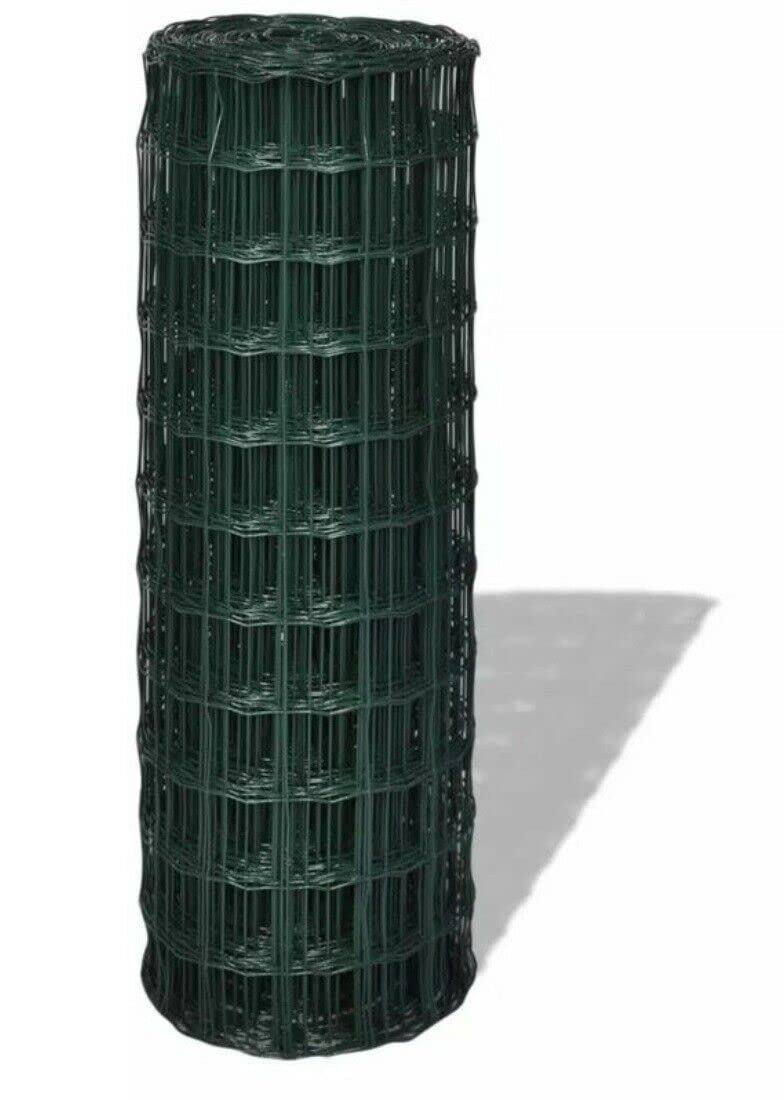 Green PVC Coated EURO Fence 4" x 2" Welded Wire Mesh Garden Fencing (1.2m x 25m (4"x 2" mesh size))