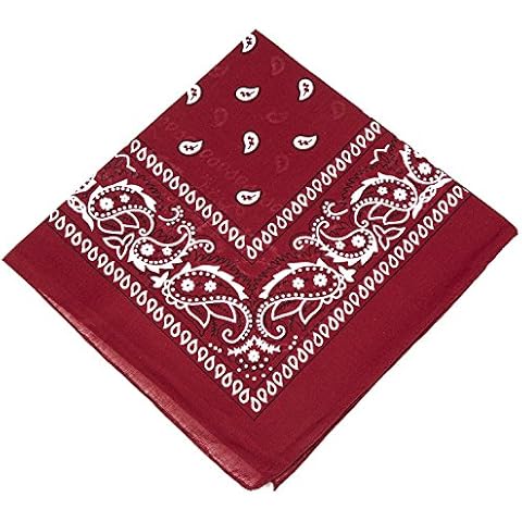 Several Colours of Bandanas for women, men & Children Cotton Paisley Bandana Scarf Bandanas headband/bandana bibs/Hankerchief in Black,white,red,blue,green,pink,purple,orange,lilac, (Maroon) Cover