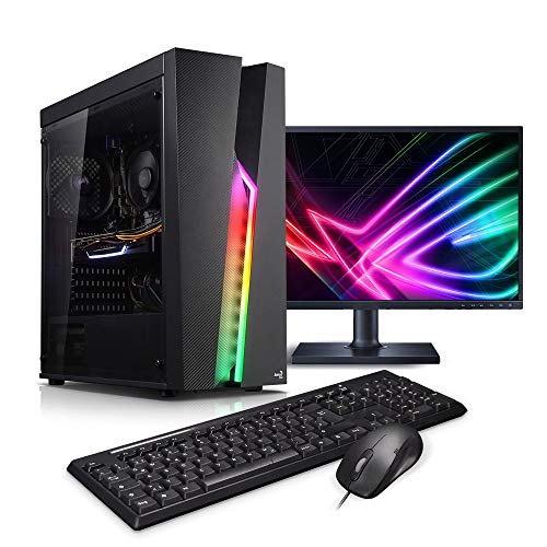 Kiebel Komplett Set, Gaming PC Bundle (Maus, Tastatur, 60cm TFT) AMD Ryzen 5 2600 6x3.4GHz, 8GB DDR4 2666, 512GB SSD, NVIDIA GTX 1650 4GB, WLAN, Win10 [184172]