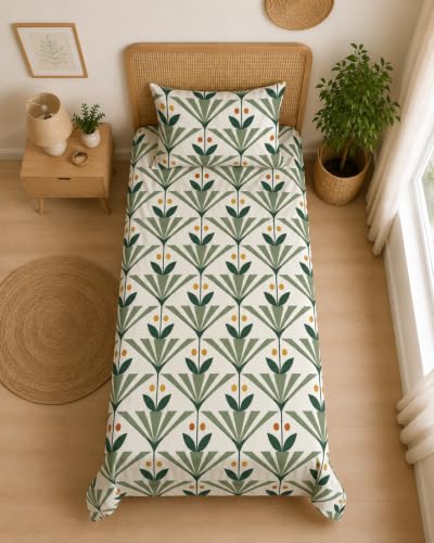 Image of DECORUM Glace Cotton Single Bedsheet with 1 Pillow Cover | Soft, Durable, Lightweight & Skin-Friendly Fabric| Suitable for Single /Diwan Bed Size