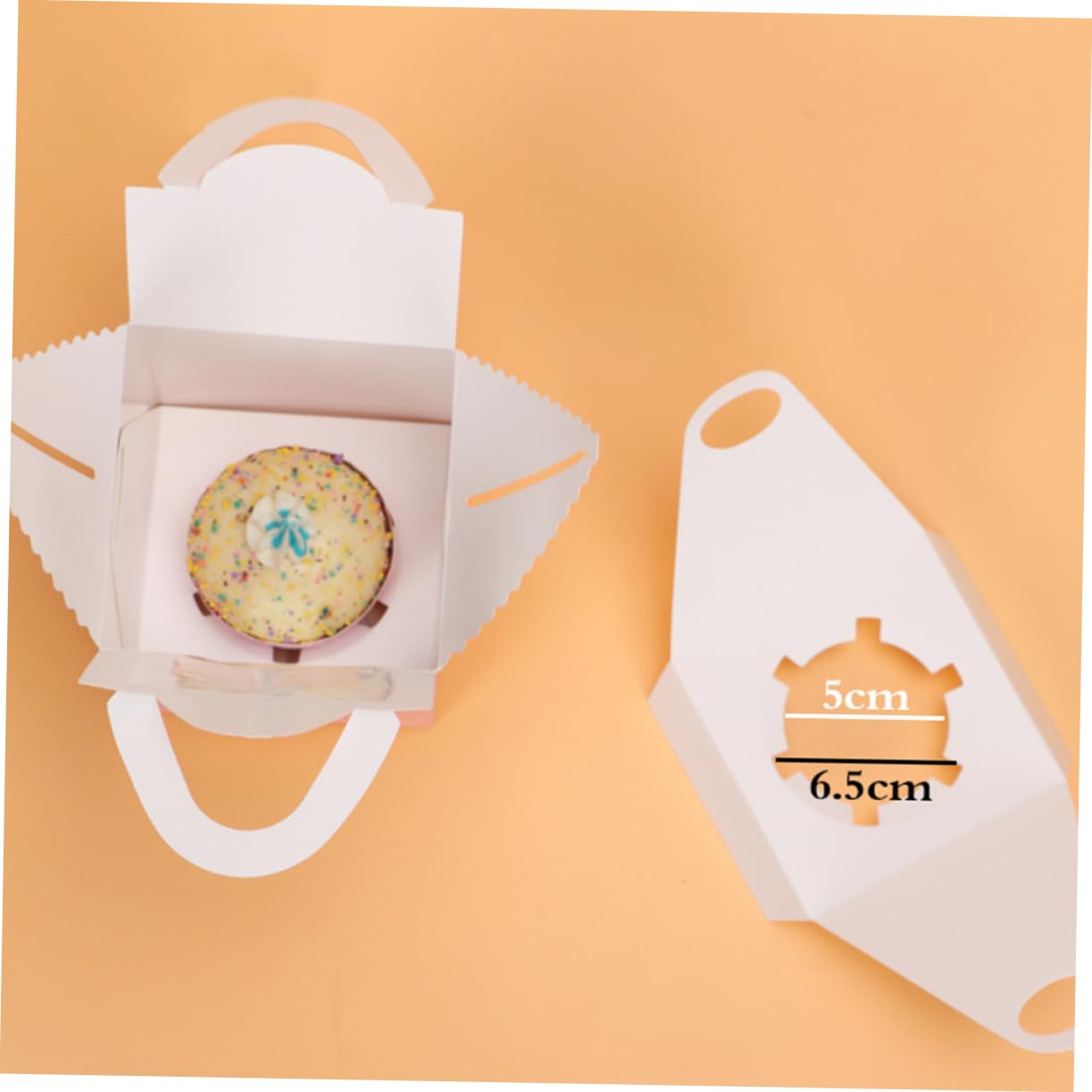 Anneome 20 Pack Portable Handheld White Cupcake Boxes with Window Mini Cake Containers for Baking Muffin Boxes 5-6cm Base Diameter