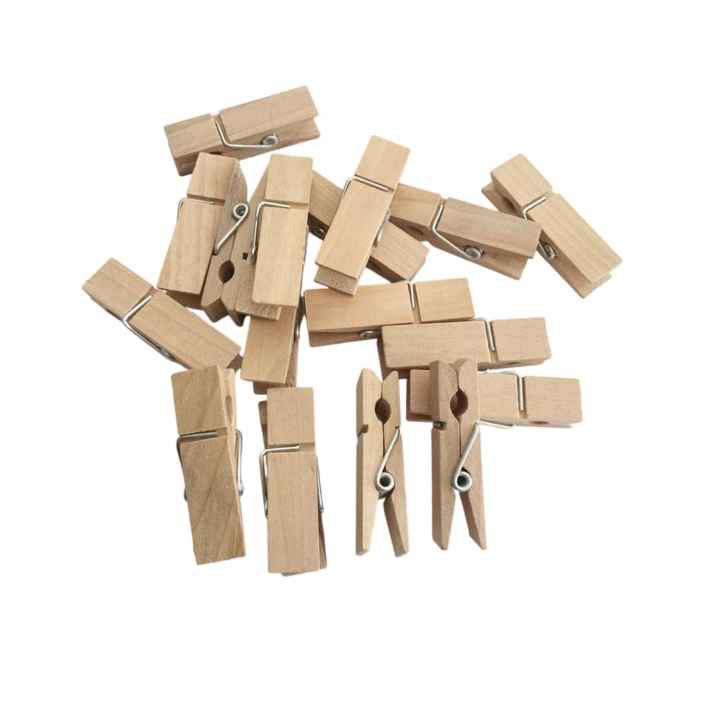Pinzas de madera, 100 unidades, pinzas para la ropa, minipinzas para manualidades y decoración para paredes fotográficas, calendario de Adviento, embalaje, proyectos de bricolaje, decoración