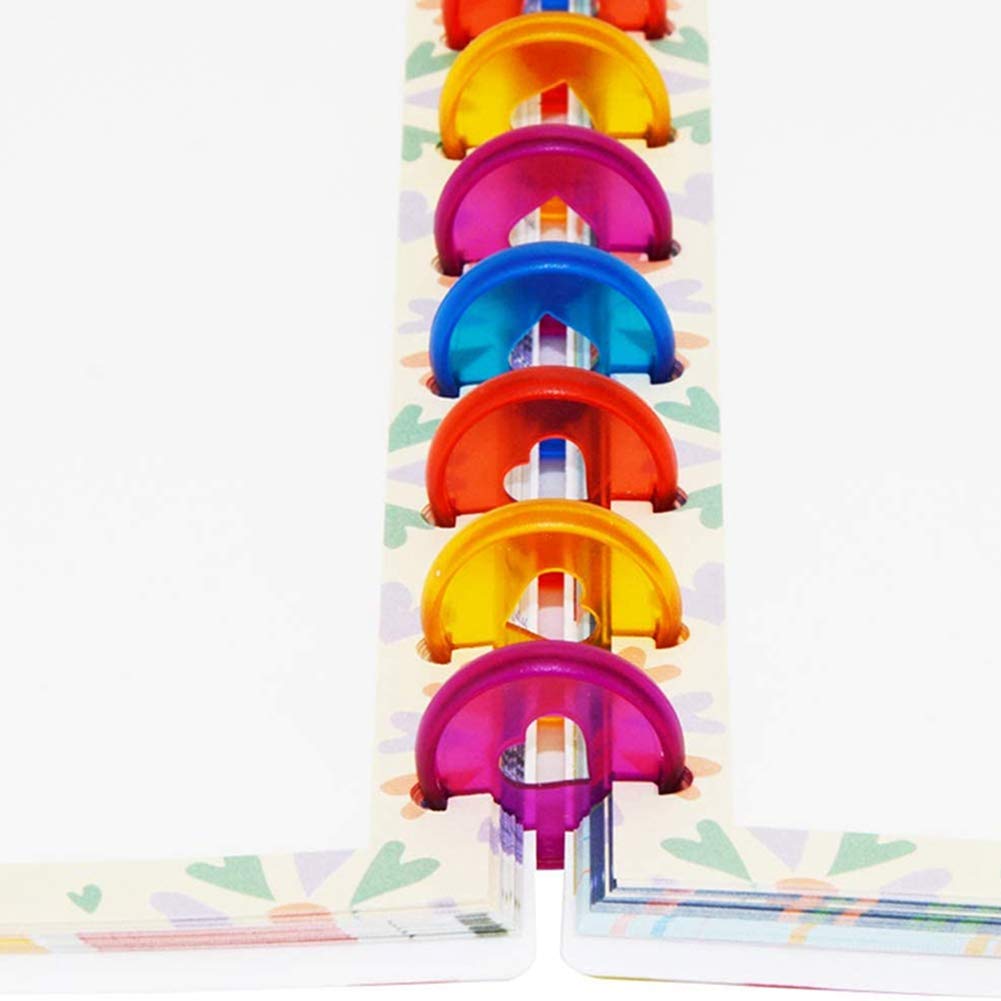 60 Disques De Reliure Plastique 24 Mm - Multicolores, Forme Cœur, Pour Carnets, Organisateurs, Scrapbooking - 8