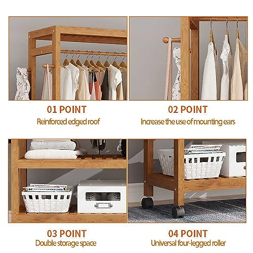Portant à vêtements en bambou pour optimiser les petits espaces et entrées
